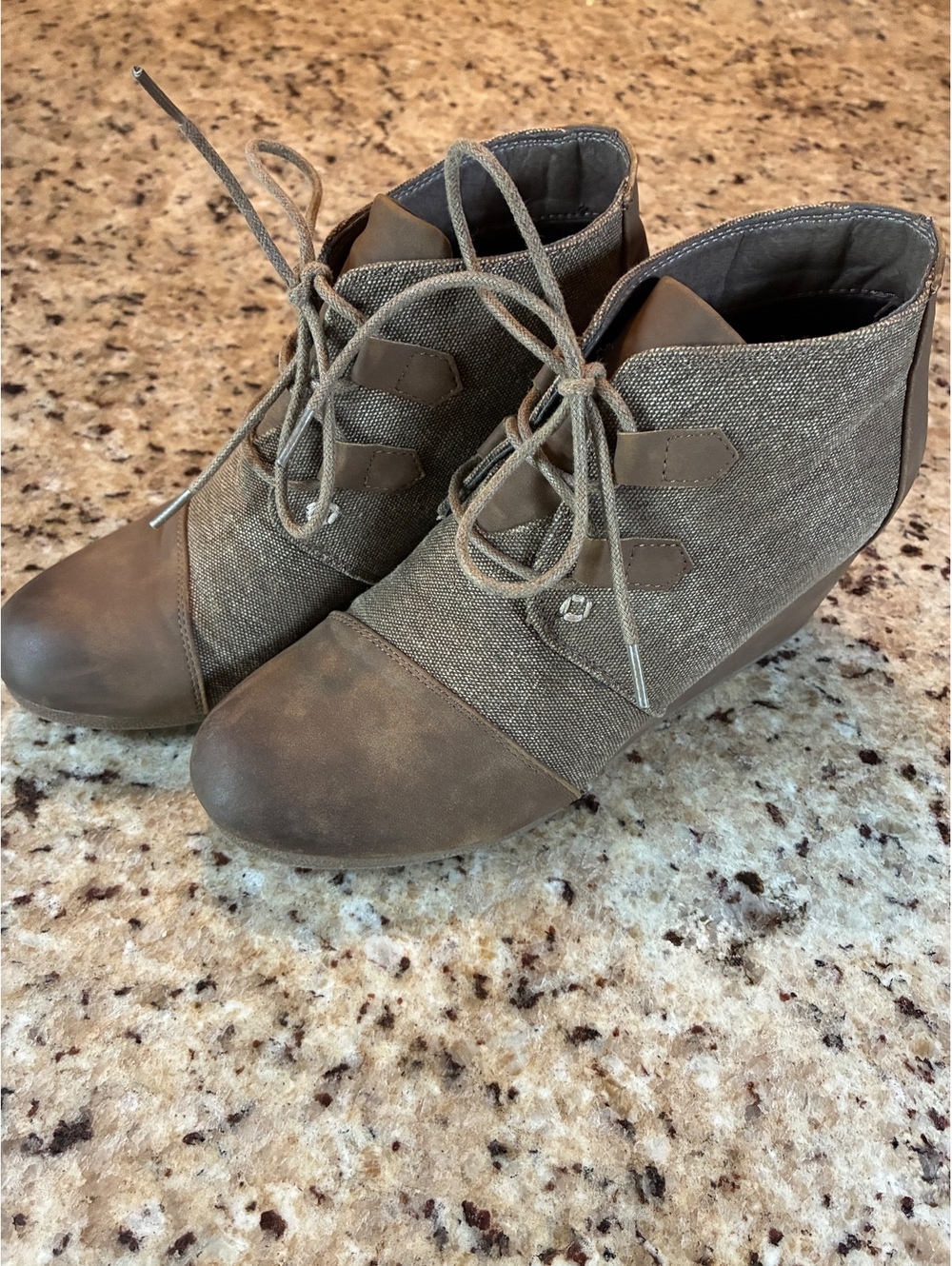 Pierre Dumas taupe lace-up ankle booties